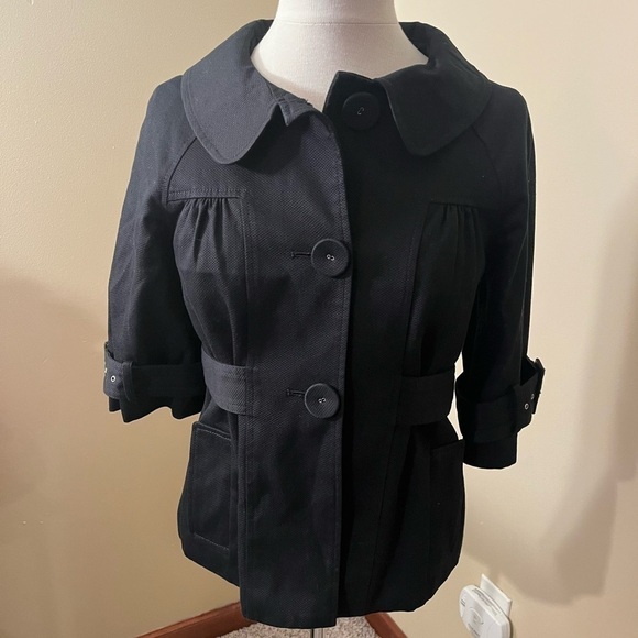 Ann Taylor LOFT Black Back Belted Jacket Sz 4 EUC - Picture 1 of 6